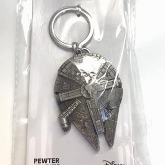 Star Wars Millennium Falcon Pewter Key Ring Keychain Han Solo Disney - Picture 2 of 4